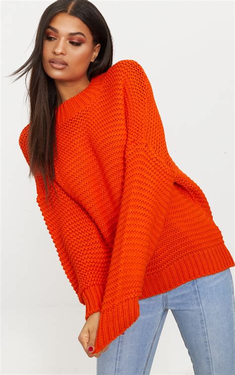 oversized orange sweater